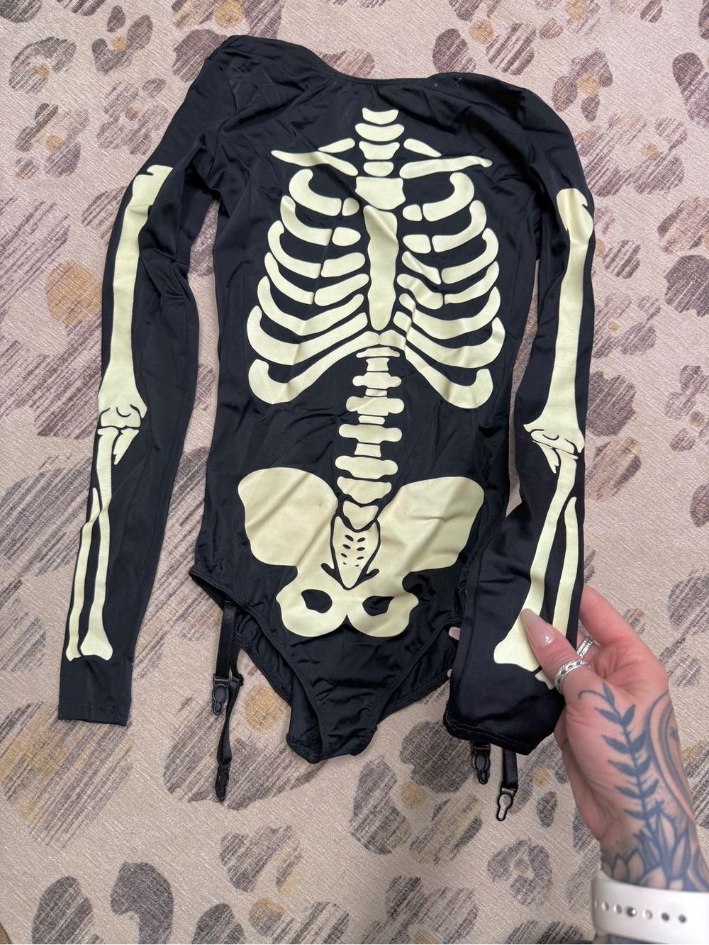 ❌SOLD❌Dolls Kill glowing skeleton bodysuit long sleeve low back XS